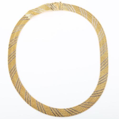 329 - A Continental 14ct two-colour gold mesh collar necklace, length 40cm, 28.2g