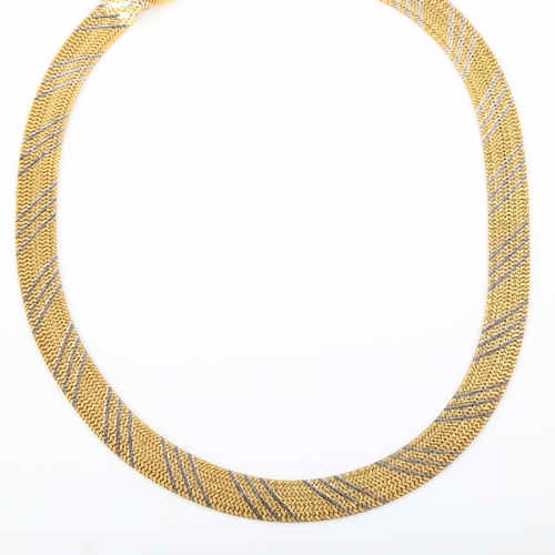 329 - A Continental 14ct two-colour gold mesh collar necklace, length 40cm, 28.2g