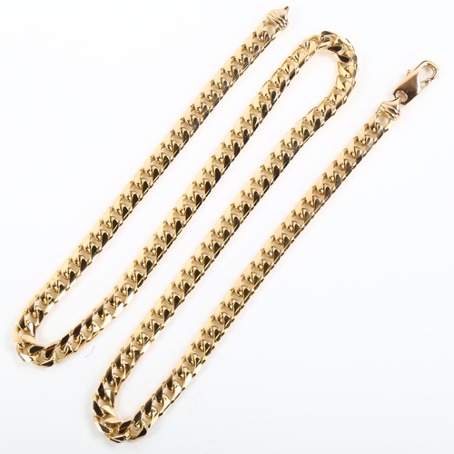 330 - A heavy 9ct gold flat curb link chain necklace, length 54cm, 54.4g