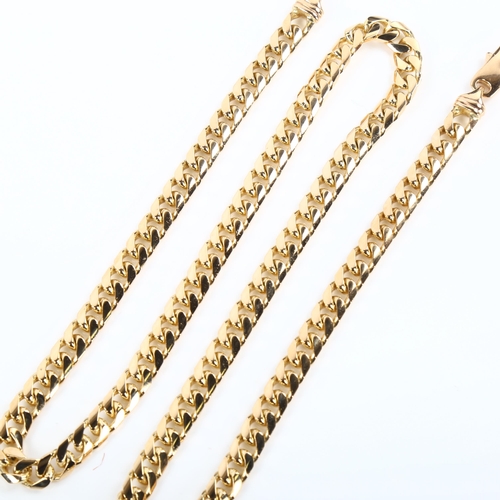 330 - A heavy 9ct gold flat curb link chain necklace, length 54cm, 54.4g