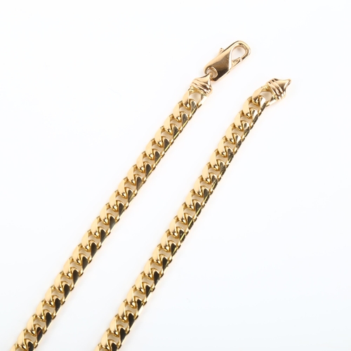 330 - A heavy 9ct gold flat curb link chain necklace, length 54cm, 54.4g