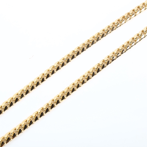 330 - A heavy 9ct gold flat curb link chain necklace, length 54cm, 54.4g