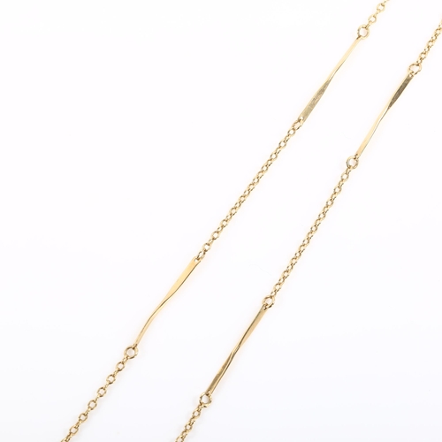 337 - A fancy link chain necklace, unmarked gold settings with 9ct clasp, necklace length 54cm, 4.1g