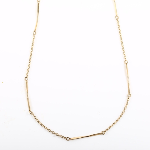 337 - A fancy link chain necklace, unmarked gold settings with 9ct clasp, necklace length 54cm, 4.1g