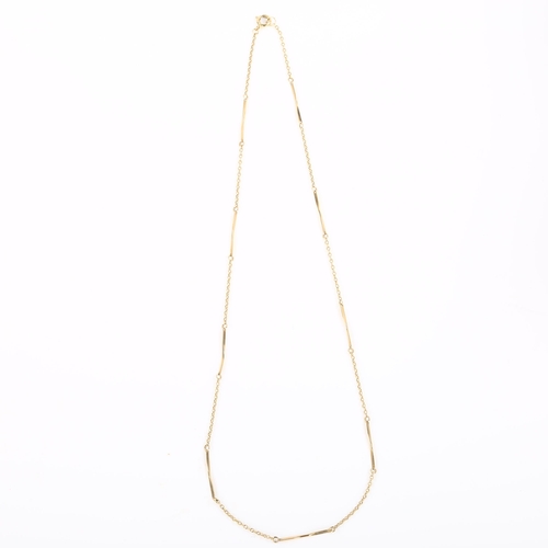 337 - A fancy link chain necklace, unmarked gold settings with 9ct clasp, necklace length 54cm, 4.1g