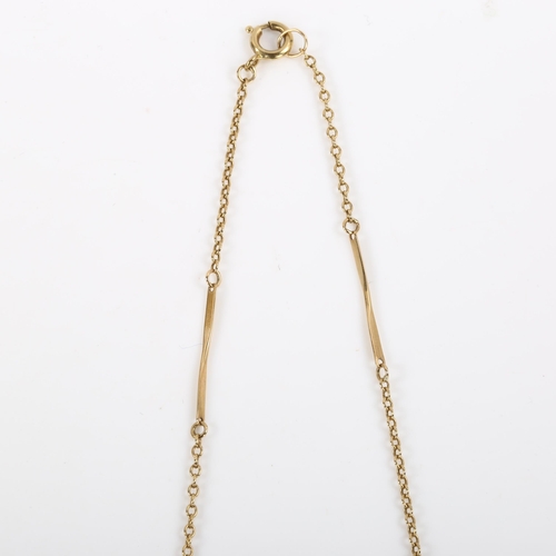 337 - A fancy link chain necklace, unmarked gold settings with 9ct clasp, necklace length 54cm, 4.1g