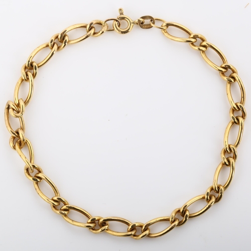 342 - An Italian 9ct gold hollow curb link chain bracelet, length 16cm, 3.4g