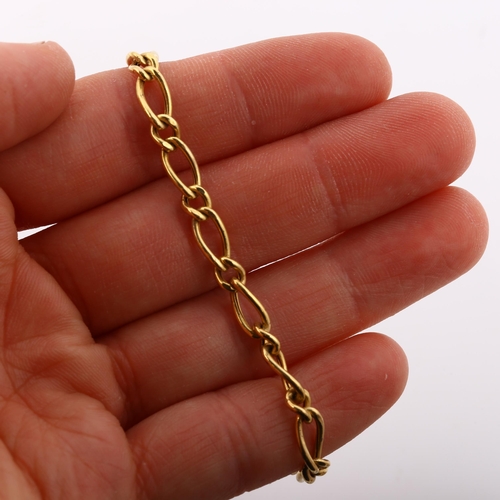 342 - An Italian 9ct gold hollow curb link chain bracelet, length 16cm, 3.4g