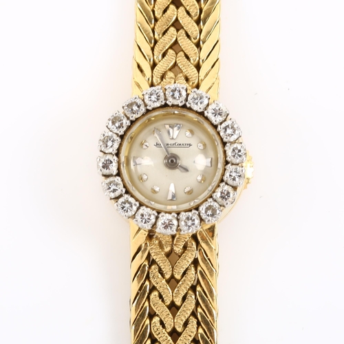 17 - JAEGER LE COULTRE - a lady's French 18ct gold diamond mechanical cocktail bracelet watch, circa 1950... 