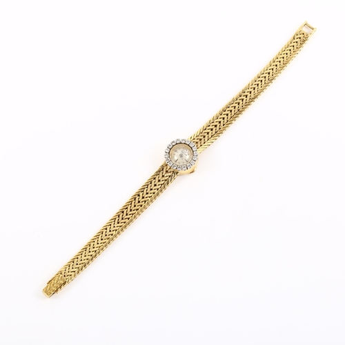 17 - JAEGER LE COULTRE - a lady's French 18ct gold diamond mechanical cocktail bracelet watch, circa 1950... 