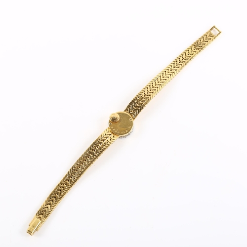 17 - JAEGER LE COULTRE - a lady's French 18ct gold diamond mechanical cocktail bracelet watch, circa 1950... 