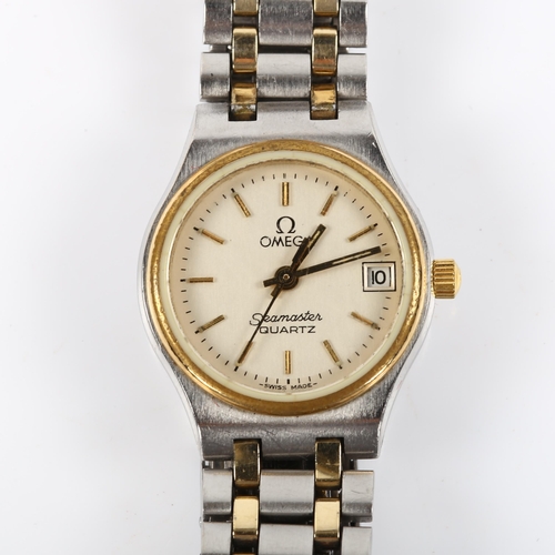 21 - OMEGA - a lady's stainless steel Seamaster quartz bracelet watch, ref. 596.005, circa 1982, silvered... 