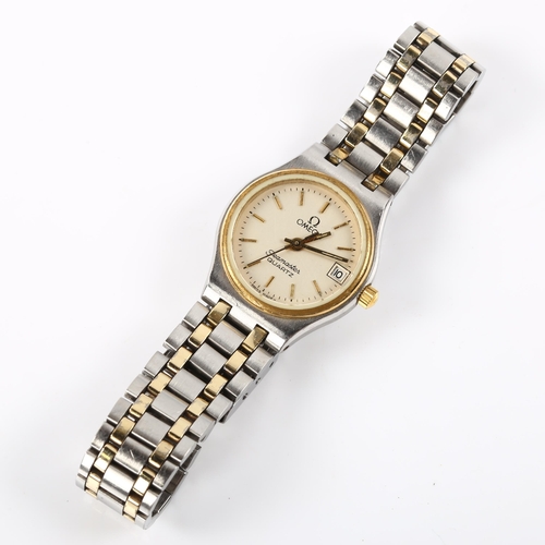 21 - OMEGA - a lady's stainless steel Seamaster quartz bracelet watch, ref. 596.005, circa 1982, silvered... 