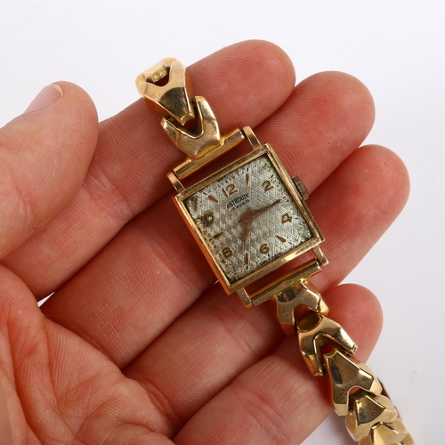 22 - ASTROLUX - a lady's Continental 18ct gold mechanical bracelet watch, textured silvered dial with gil... 