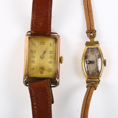 26 - 2 x gold wristwatches, comprising lady's 18ct, 8.9g gross, and gent's 9ct, 18.7g gross, only gent's ... 