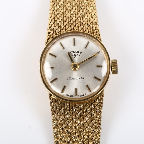 29 - ROTARY - a lady's 9ct gold mechanical bracelet watch, silvered dial with gilt baton hour markers and... 