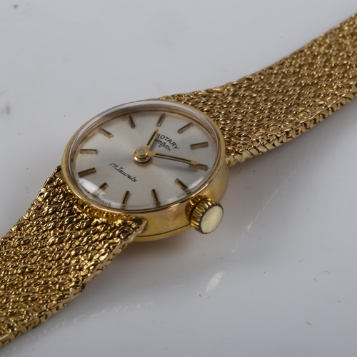 29 - ROTARY - a lady's 9ct gold mechanical bracelet watch, silvered dial with gilt baton hour markers and... 