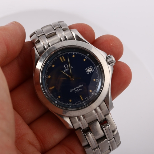 3 - OMEGA - a stainless steel Seamaster 120M quartz bracelet watch, ref. 196.1501, circa 1993, blue dial... 