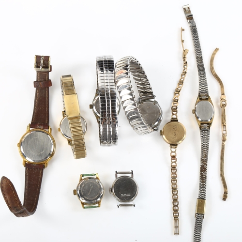 34 - Various lady's wristwatches, including 9ct Record, 12.5g gross, 9ct snake link strap, 5.6g etc