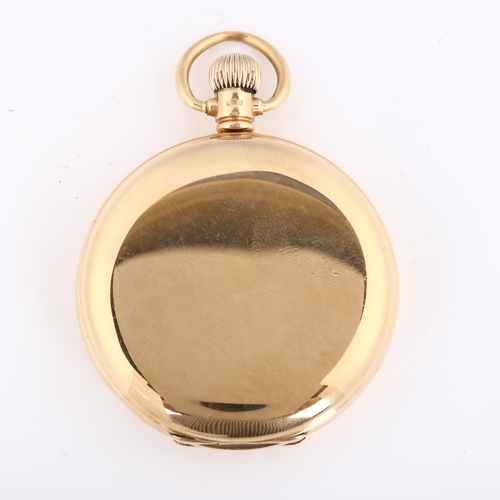 35 - WALTHAM - a 9ct gold full hunter keyless pocket watch, white enamel dial with Roman numeral hour mar... 