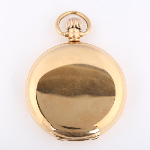 35 - WALTHAM - a 9ct gold full hunter keyless pocket watch, white enamel dial with Roman numeral hour mar... 