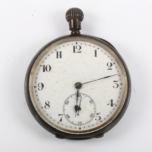 39 - STAUFFER SON & CO - an early 20th century silver open-face, keyless pocket watch, white enamel dial ... 