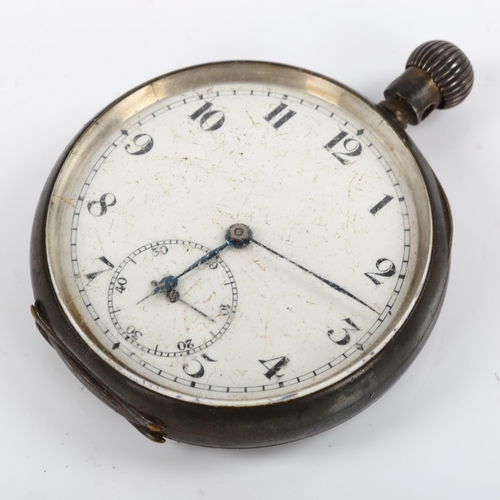 39 - STAUFFER SON & CO - an early 20th century silver open-face, keyless pocket watch, white enamel dial ... 