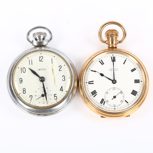 44 - 2 pocket watches, comprising Goodwin gold plated example, and Smiths chrome plate example, only Smit... 