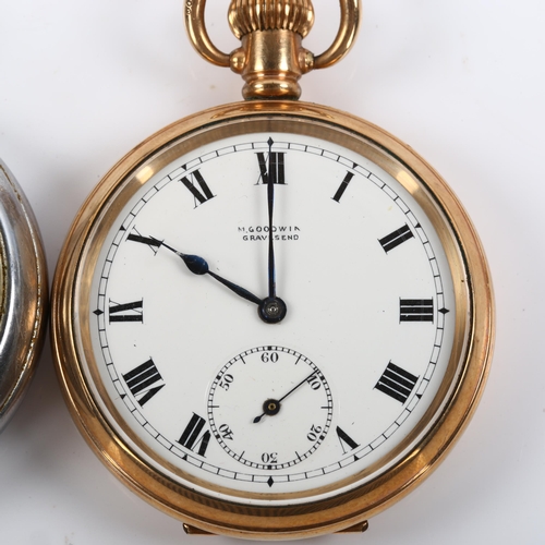 44 - 2 pocket watches, comprising Goodwin gold plated example, and Smiths chrome plate example, only Smit... 