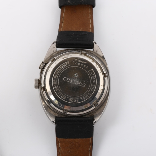 9 - SEIKO - a Vintage stainless steel Bell-matic automatic wristwatch, ref. 4006-6011, textured silvered... 