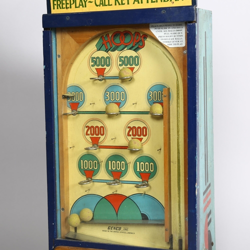 1006 - Genco (US) Hoops upright amusement arcade machine circa 1950s, operating on an old penny, painted wo... 