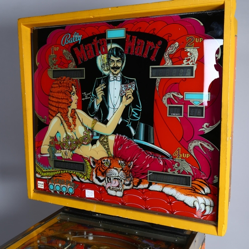 1012 - Bally Mata Hari pinball arcade machine 1978, 4-player, stainless steel and wood case, working order ... 