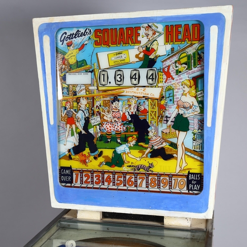 1013 - Gottleib's square head pinball arcade machine, 1963, the illuminated upper part reputedly depicting ... 