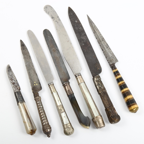 1035 - A group of Antique knives, including mother-of-pearl and agate-handled (7)