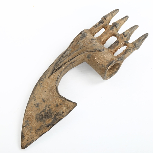 1059 - A bronze, Near Eastern, Luristan style axe head, length 21cm