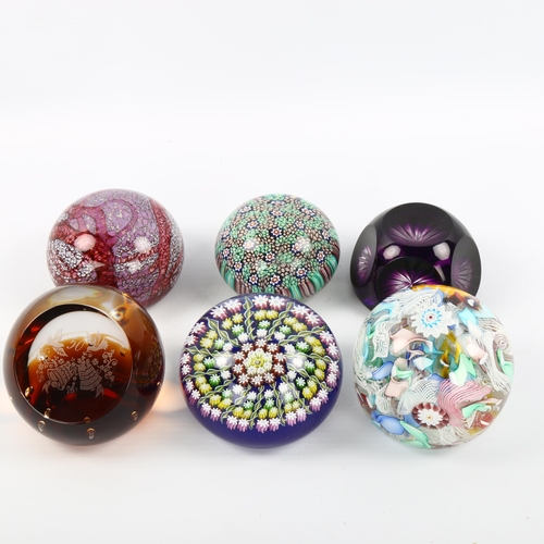 1069 - A collection of 6 glass paperweights, including Perthshire, Caithness and Channel Islands (6)