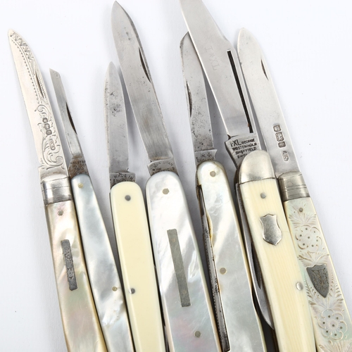 1071 - A group of 5 penknives, including 3 with mother-of-pearl mounts, George Wostenholm, IXL, Rodgers and... 