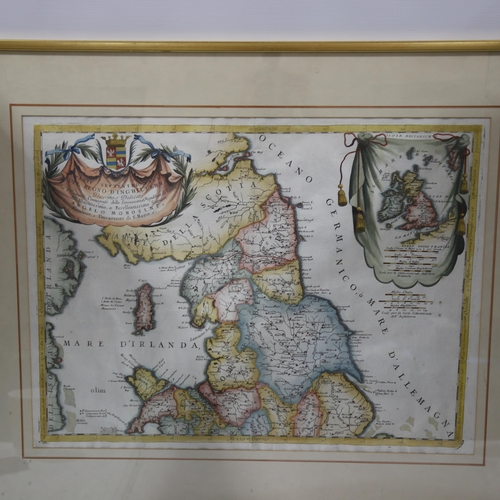 1077 - Angelo Morosini, pair of 17th/18th century hand coloured engravings, maps of England and Scotland, i... 