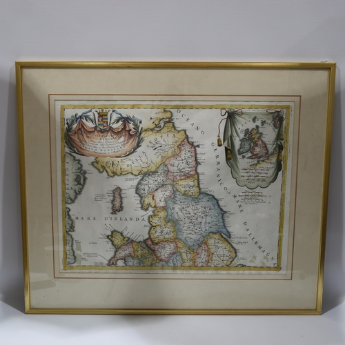 1077 - Angelo Morosini, pair of 17th/18th century hand coloured engravings, maps of England and Scotland, i... 