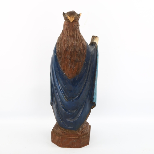 1086 - 18th/19th century carved and painted wood religious figure, height 47cm