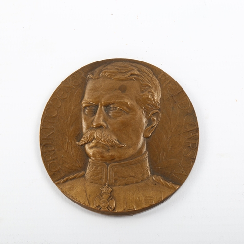 1093 - A Great War Period Lord Kitchener relief cast bronze medallion, designed by J P Legastelois, diamete... 