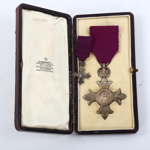 1097 - Silver MBE medal and miniature, hallmarks for Garrard & Co 1916, original Garrard case