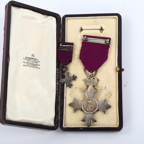 1097 - Silver MBE medal and miniature, hallmarks for Garrard & Co 1916, original Garrard case