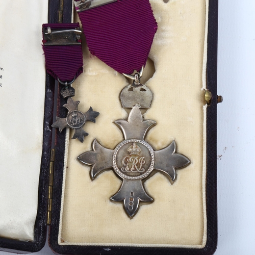 1097 - Silver MBE medal and miniature, hallmarks for Garrard & Co 1916, original Garrard case