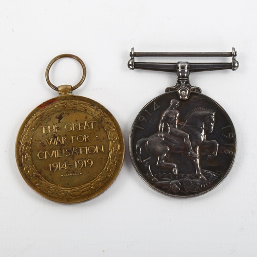 1098 - A pair of Great War Service medals, awarded to WR315190 Sprt Jaggers RE