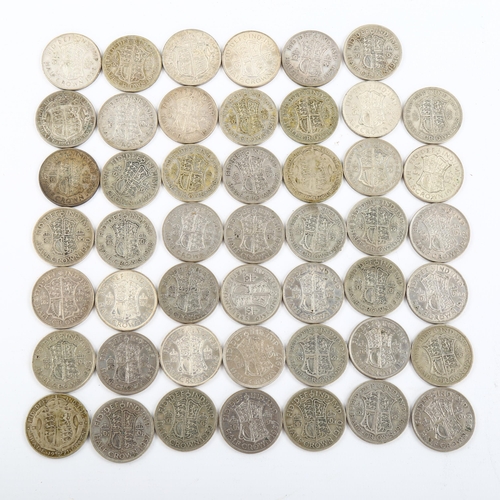 1101 - 48 half crown coins, all pre-1947