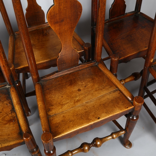 1137 - A set of 6 Georgian oak country dining chairs