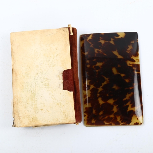 1139 - A Victorian tortoiseshell and gilt-metal mounted pocket note case, with silk lining and pencil, 9cm ... 