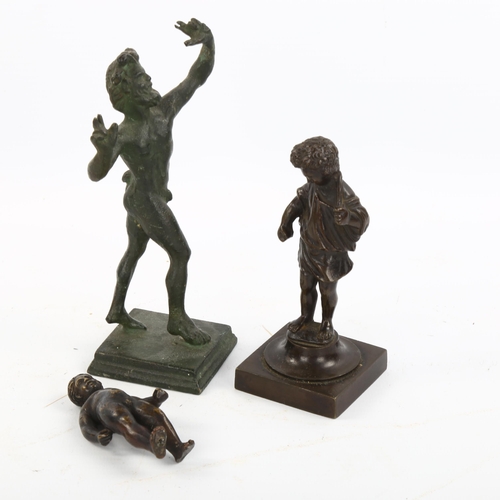 1147 - 3 x 19th century or earlier Classical patinated bronze figures, largest height 15cm