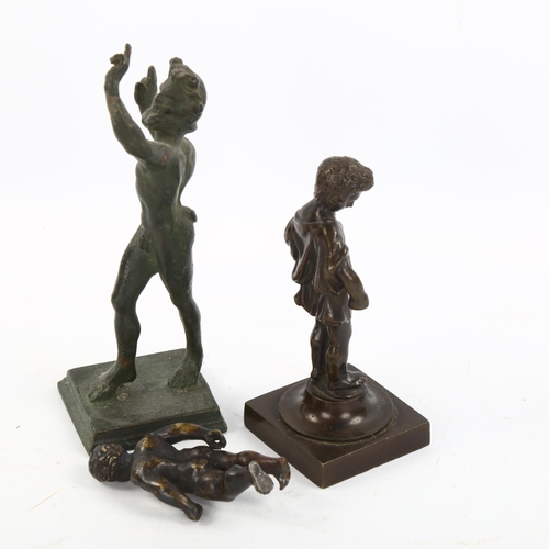 1147 - 3 x 19th century or earlier Classical patinated bronze figures, largest height 15cm